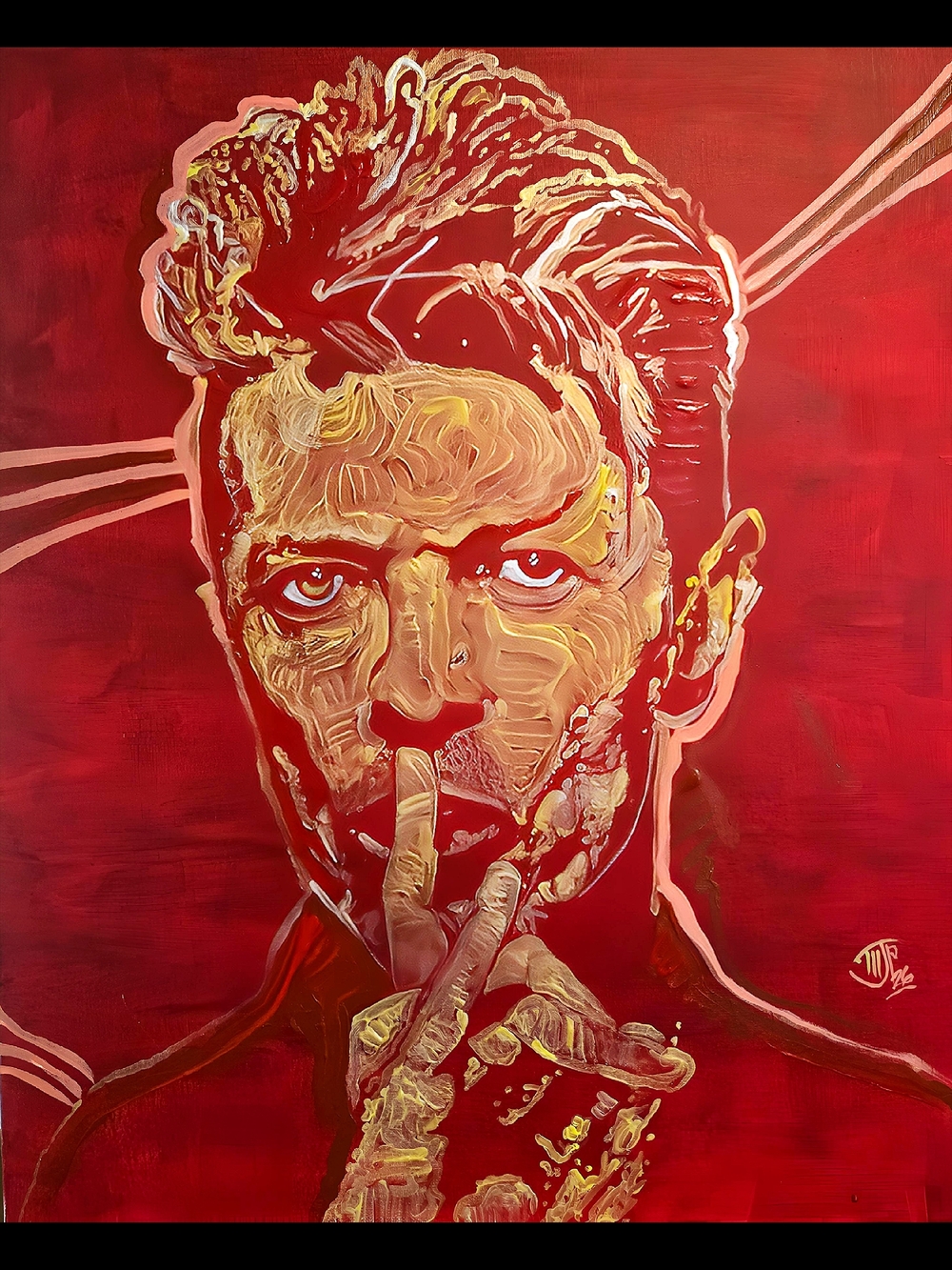 David Bowie 20x24" Red Portrait Wall Art by Matt Pecson